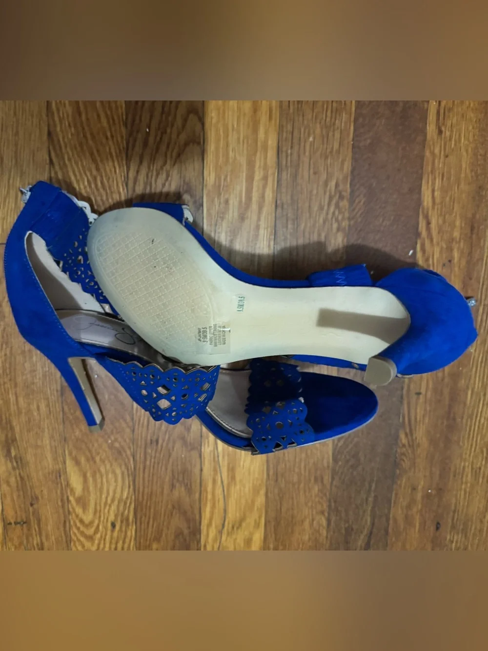 Jessica Simpson Royal Blue Laser-Cut High Heel Sandals